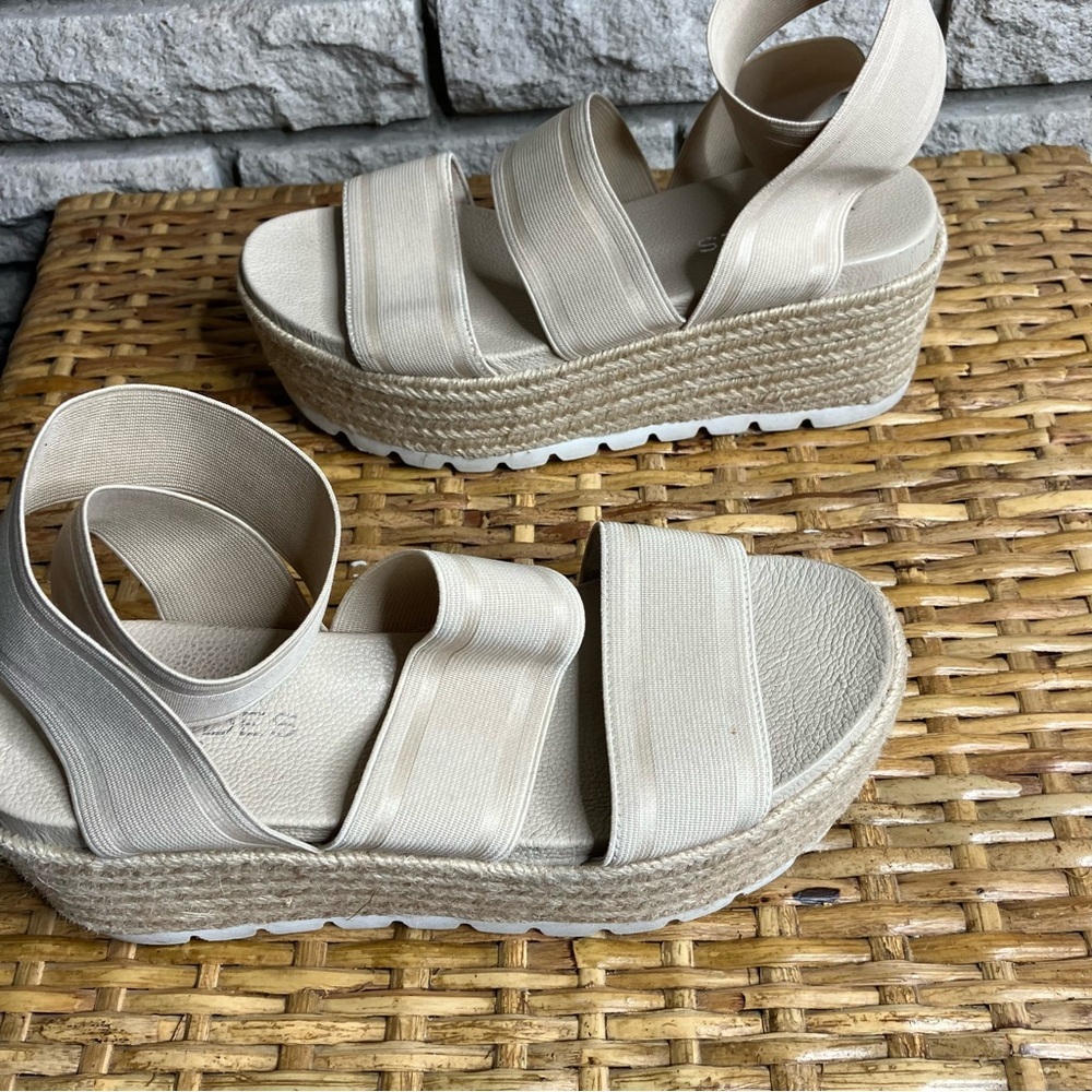 J Slides Platform Sandals Espadrille Elastic Comfy - Picture 3 of 7